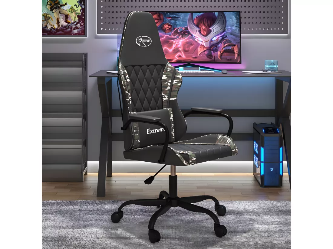 Chaise de jeu de massage Noir et camouflage Similicuir