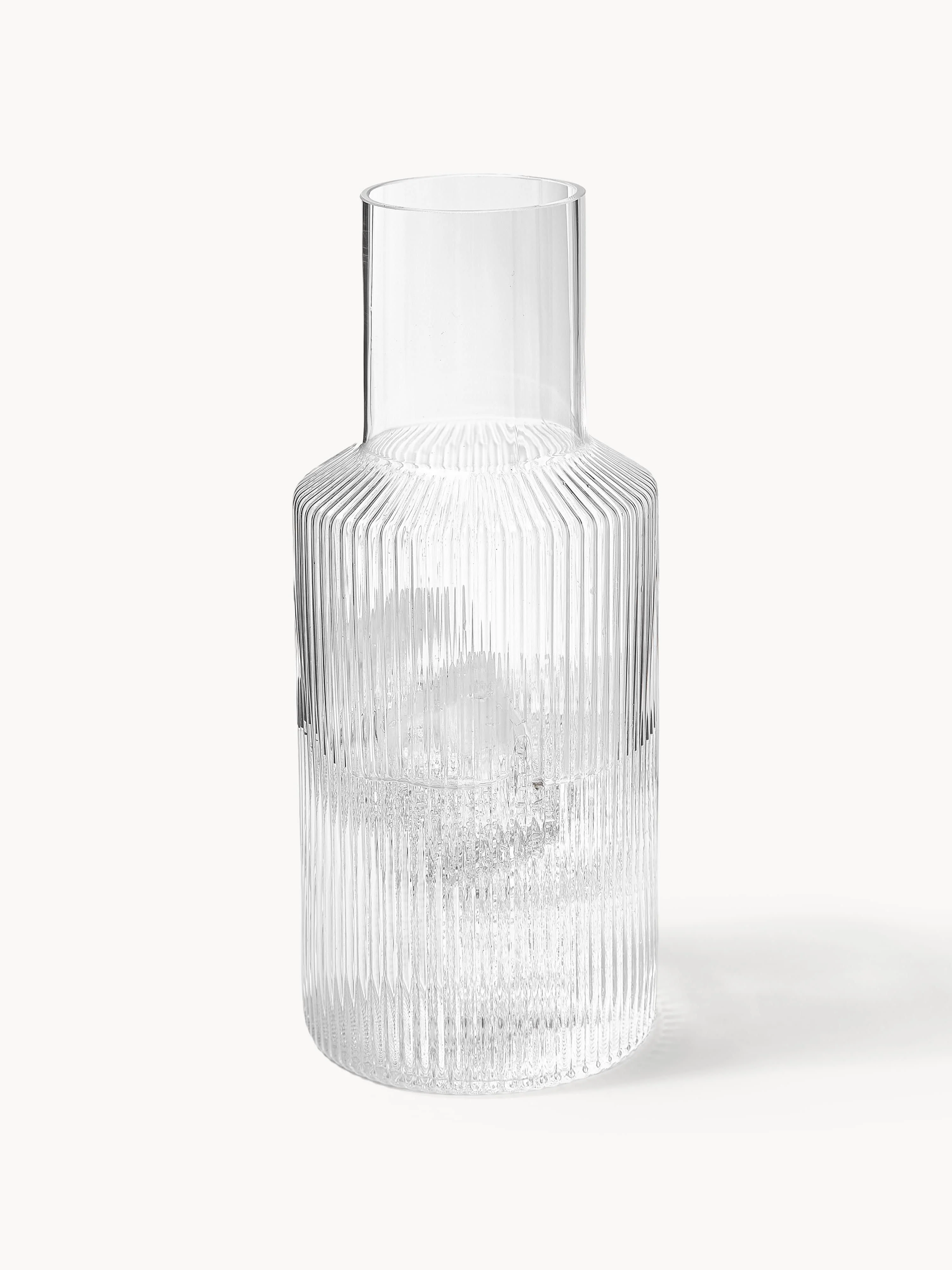 Handgeblazen kleine karaf Ripple met waterglas, 2-delig