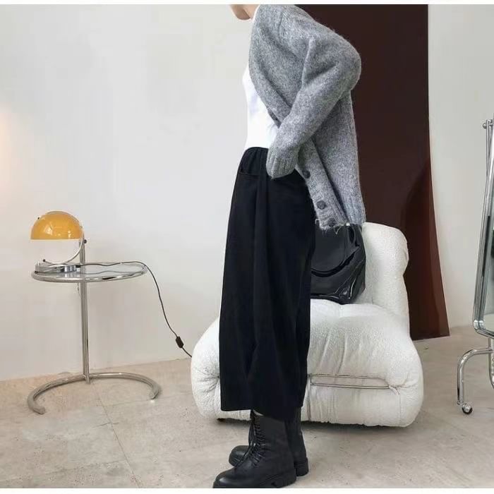 Frigga - Hoge taille effen asymmetrische cropped harembroek