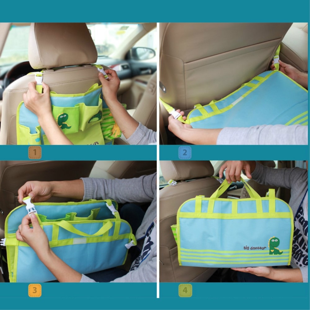 (54x41cm) Auto Sitz Kinder Aufbewahrungs Hänge Beutel Organizer Rücksitz Tasche Rücklehnen Schutz - Dinosaurier