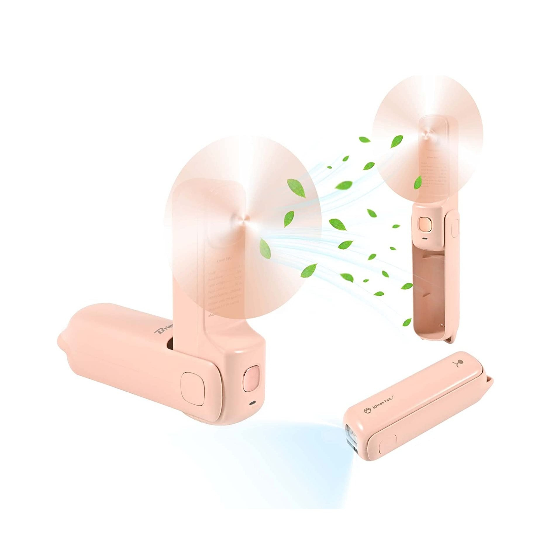 (5V/1A) 3in1 2000mAh USB Powerbank Ladegerät mit Ventilator und LED Taschenlampe   Trageschlaufe - Rosa