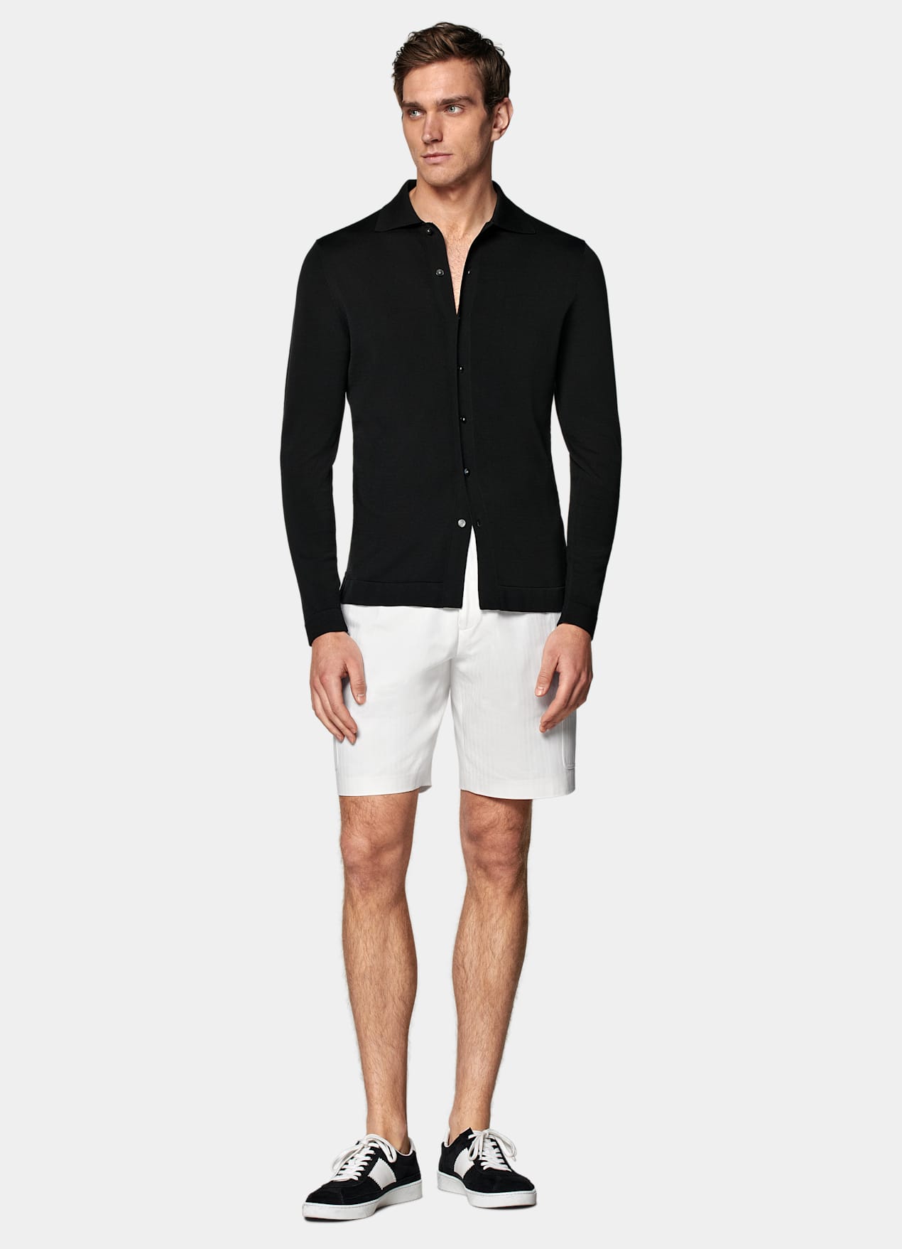 Short Slim Leg blanc à chevrons