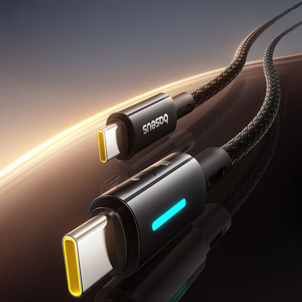(2m) 100W Dynamic Flowing Light USB C auf USB C Nylon Ladekabel Fast Charging PD Datenkabel - Schwarz