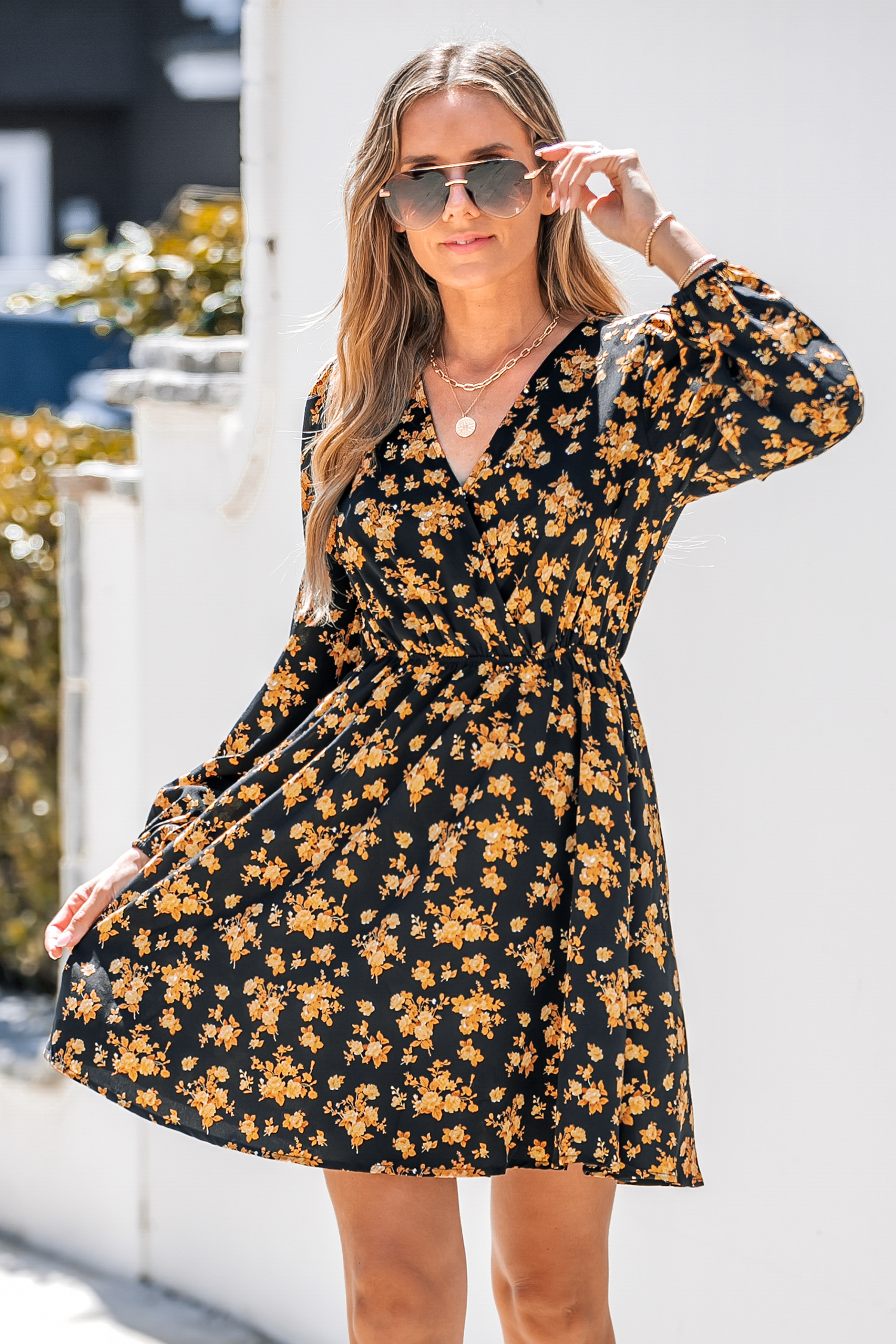 Robe trapèze à manches paysannes à imprimé floral