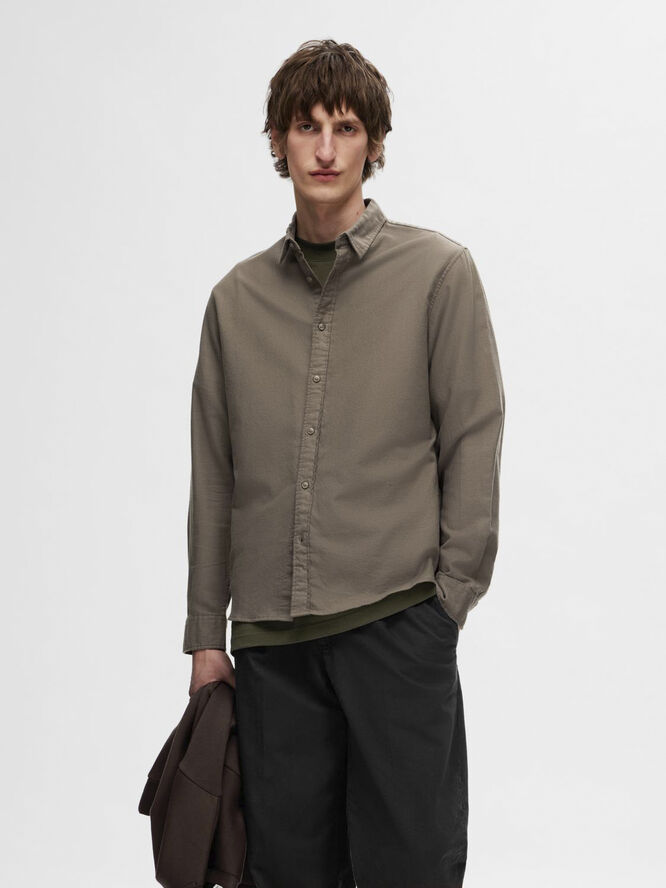 Selected Homme SLHSLIMOWEN-FLANNEL SHIRT LS NOOS Morel/solid