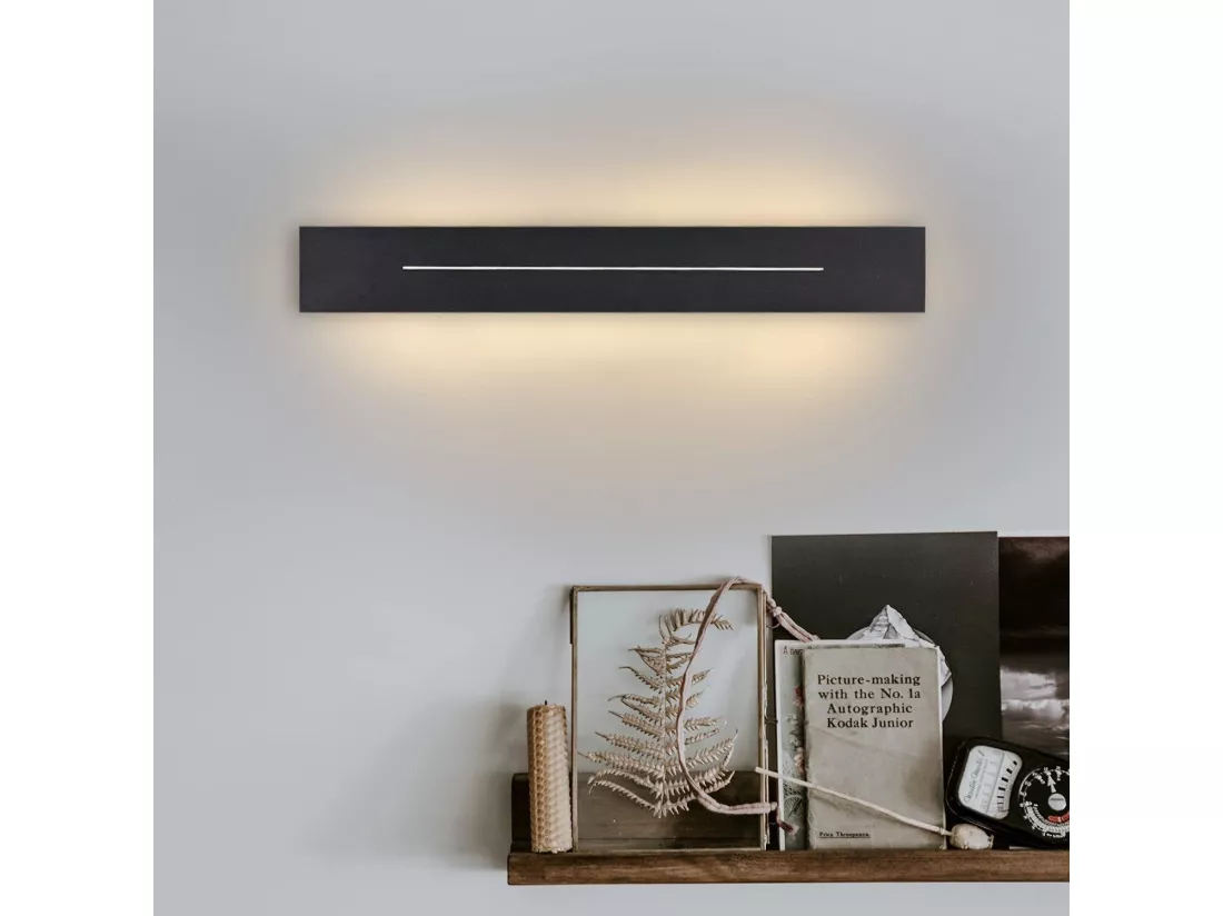 NETTLIFE Applique Murale Intérieure Applique LED 30CM Lampe de Couloir Moderne Blanc Chaud Chambre Noir Lampe d'escalier 8W Éclairage Mural