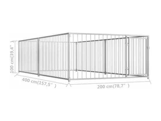 Chenil extérieur cage enclos 200 x 400 x 100 cm 02_0000345