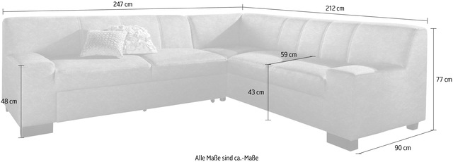 DOMO collection Ecksofa »Norma Top, elegant und modern, flache Armlehnen, L-Form« wahlweise mit Bettfunktion
