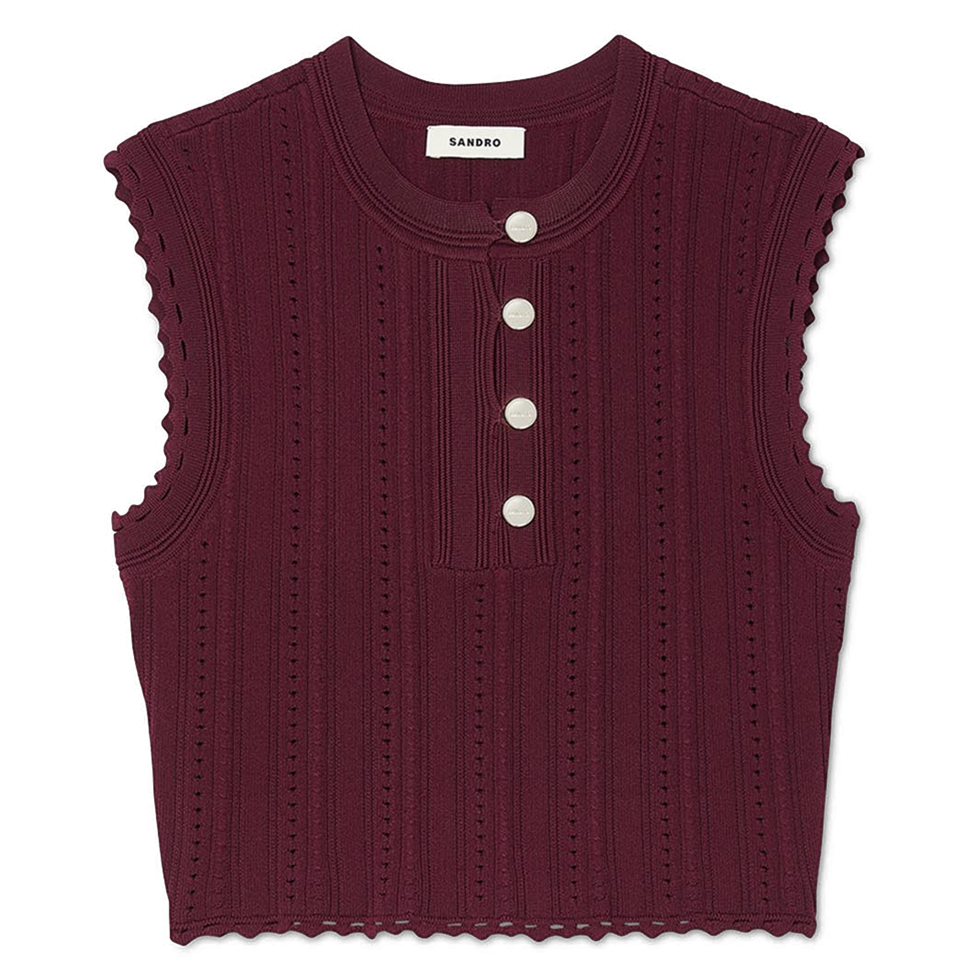 Top col rond en maille | Rouge