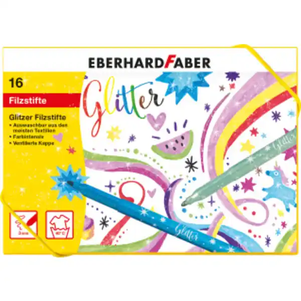16er Geschenkkarton Filzstifte Glitzer