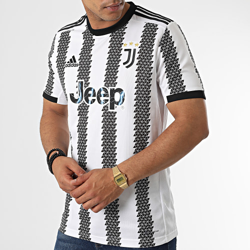 Maillot De Foot A Bandes Juventus H38907 Blanc Noir