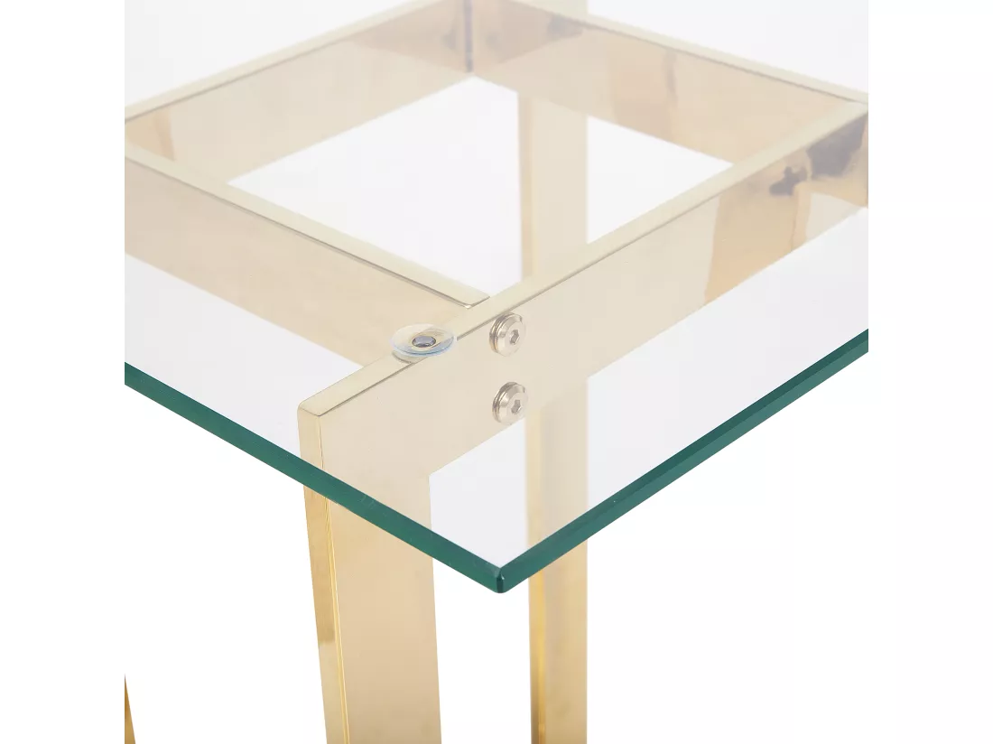 Table appoint dorée avec plateau en verre CRYSTAL