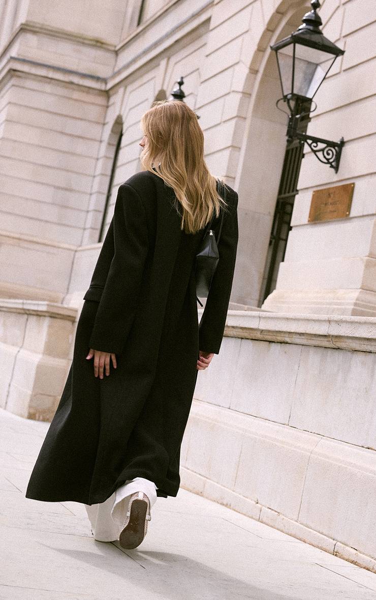 Noir Manteau Structuré Oversize À Double Boutonnage