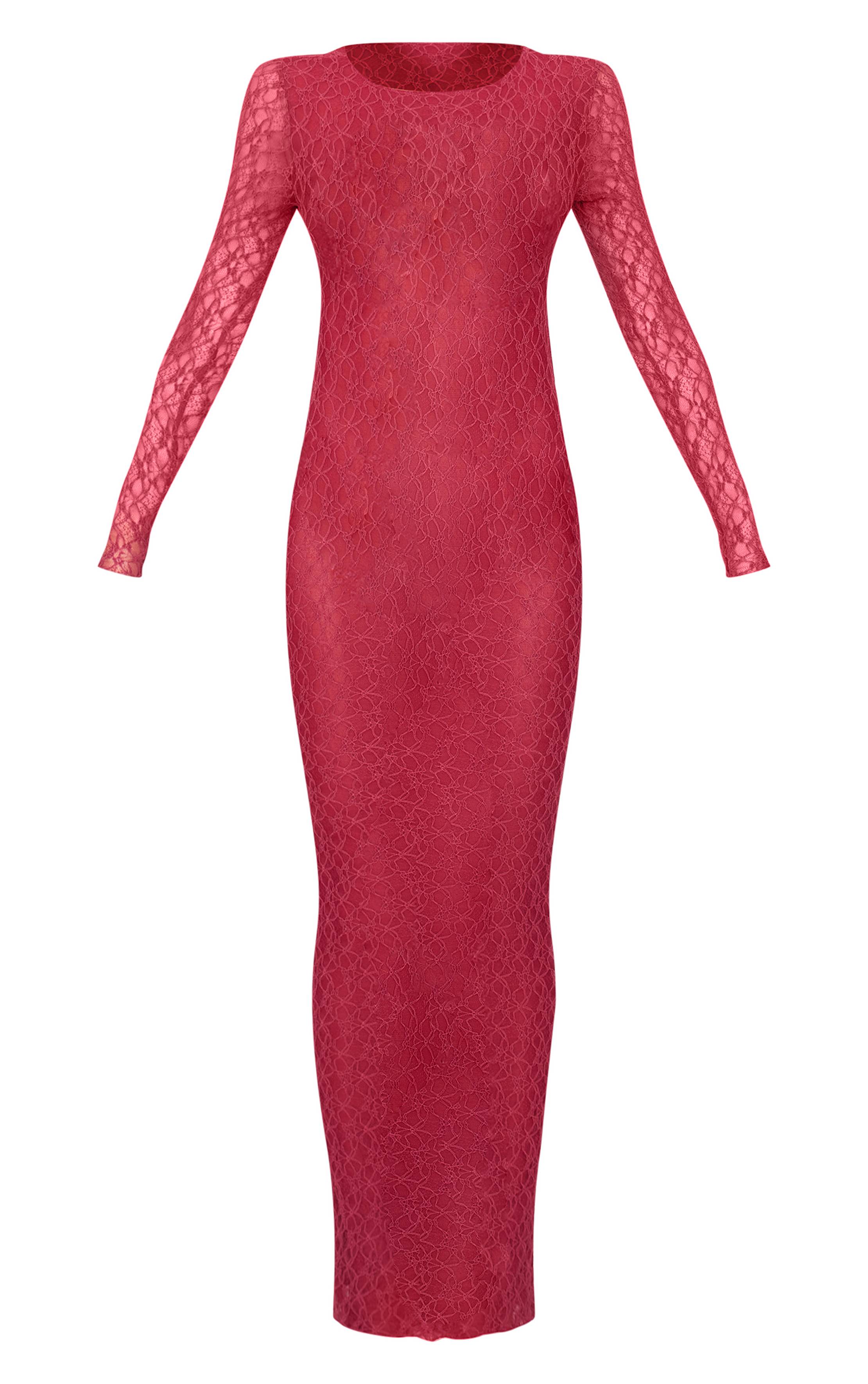 Robe Longue En Dentelle Dos Nu À Manches Longues
