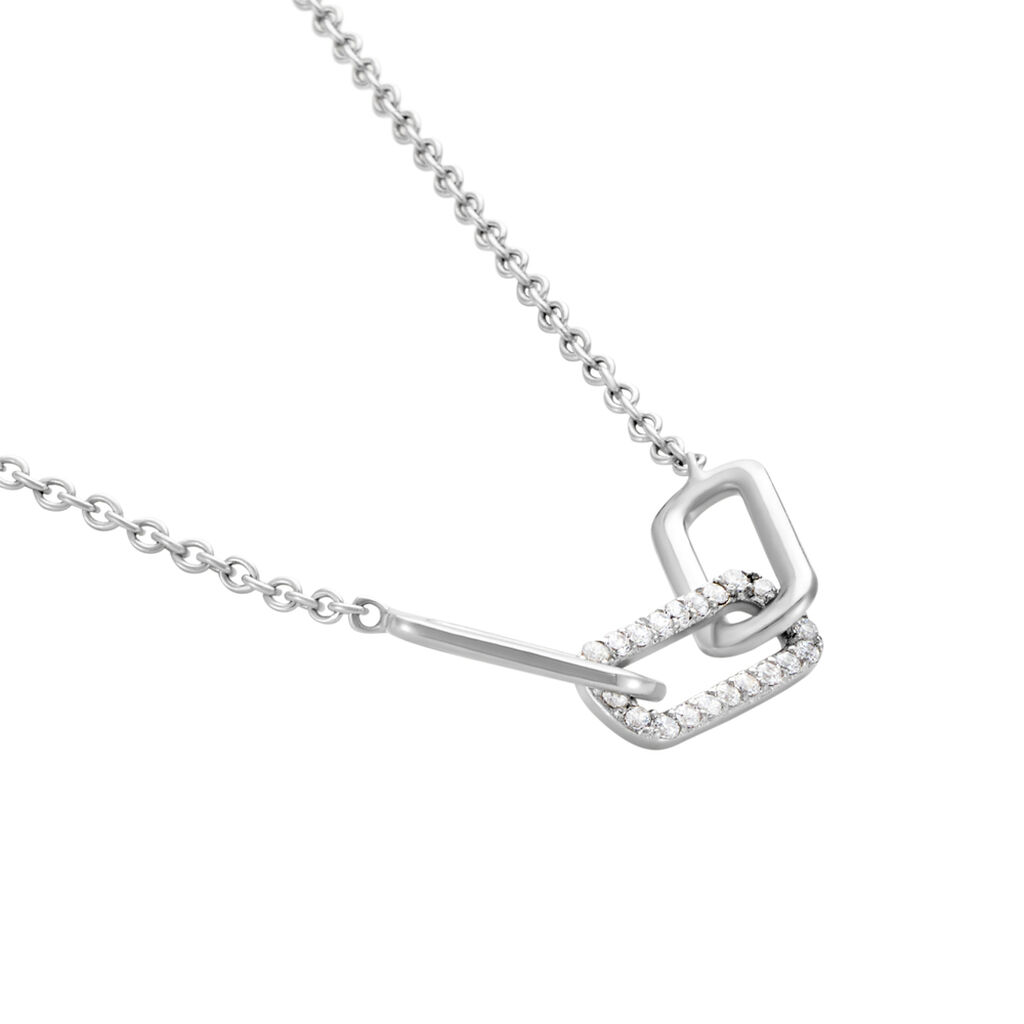Collier Trait D'union Argent Blanc Oxyde De Zirconium