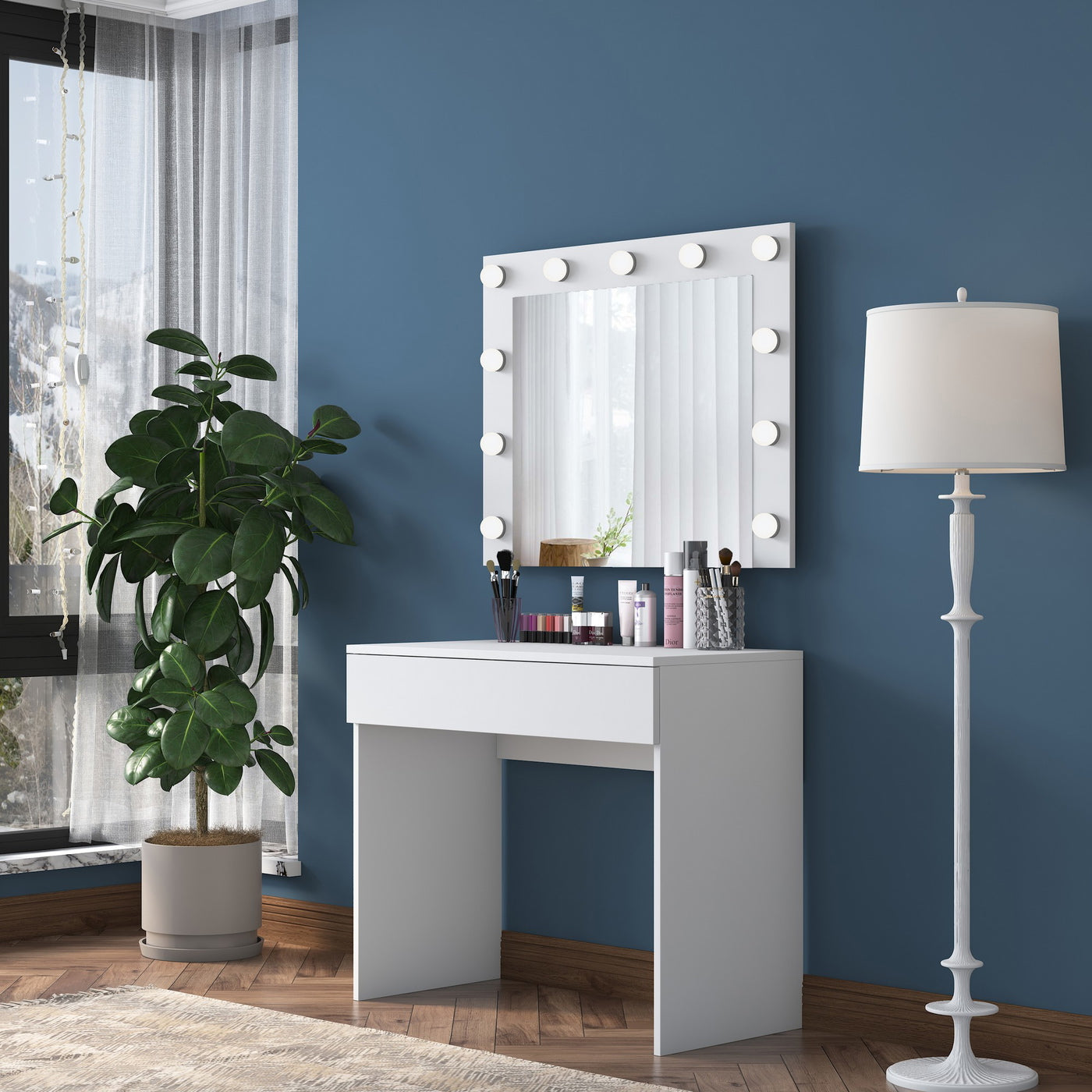 Giga Meubel - Kaptafel - Wit - 90cm - Incl. Spiegel - Bengisu