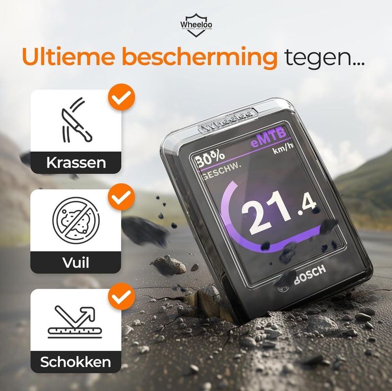 Wheeloo - Kiox 300 - Beschermhoes - Transparant - Waterafstotend - Voor E-bike Display