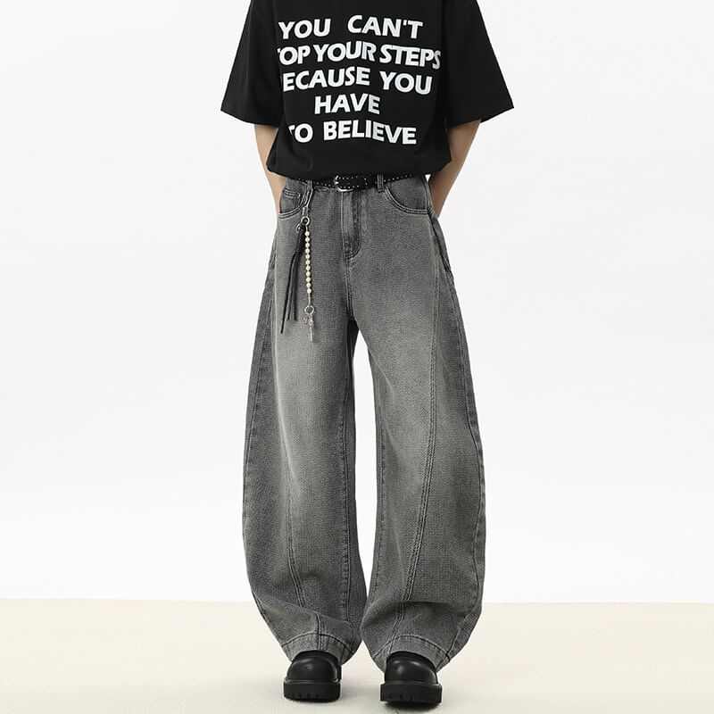 VEAZ - Gewassen ballonjeans met hoge taille