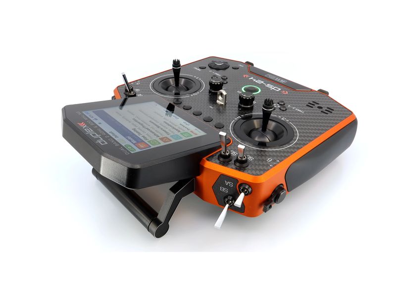 Jeti Fernsteuerung DS-24II Carbon Line Orange 24 Kanal, Dup Professioneller 24-Kanal-Sender mit Geber auf Rückseite und Carbon-Frontplatte