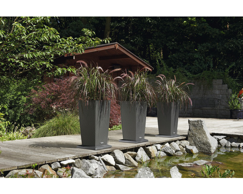 Lechuza Cubico Cottage 30 plantenbak, kunststof, L x B 29,5 x 29,5 cm, H 56,5 cm, granieten afwerking, inclusief 6 L substraat