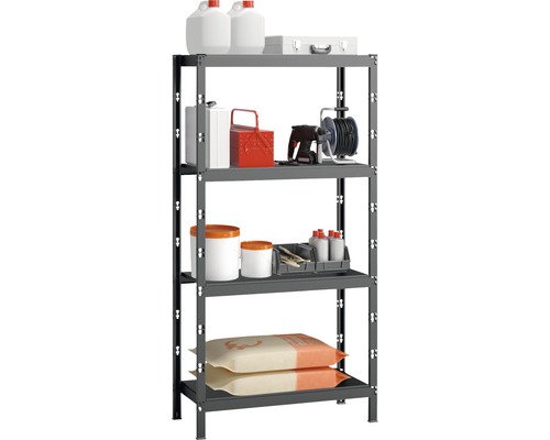 Schulte insteek-basisstelling, antraciet, 192x98x45 cm, 4 legplanken, draagvermogen 800 kg