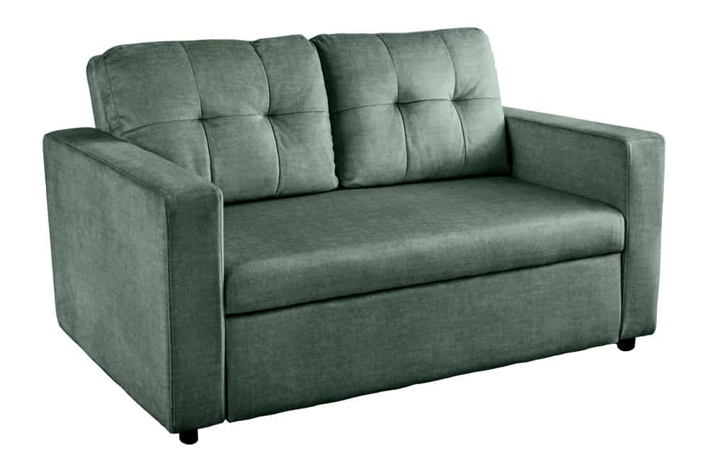 Ausziehbares Schlafsofa SMART 140cm moosgrün Vogue Velours Samt 2-Sitzer Nosagfederung