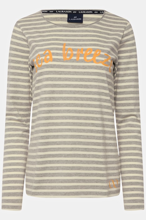 Ringelshirt, Regular Fit, Statement Print, Rundhals, Langarm, OEKO-TEX