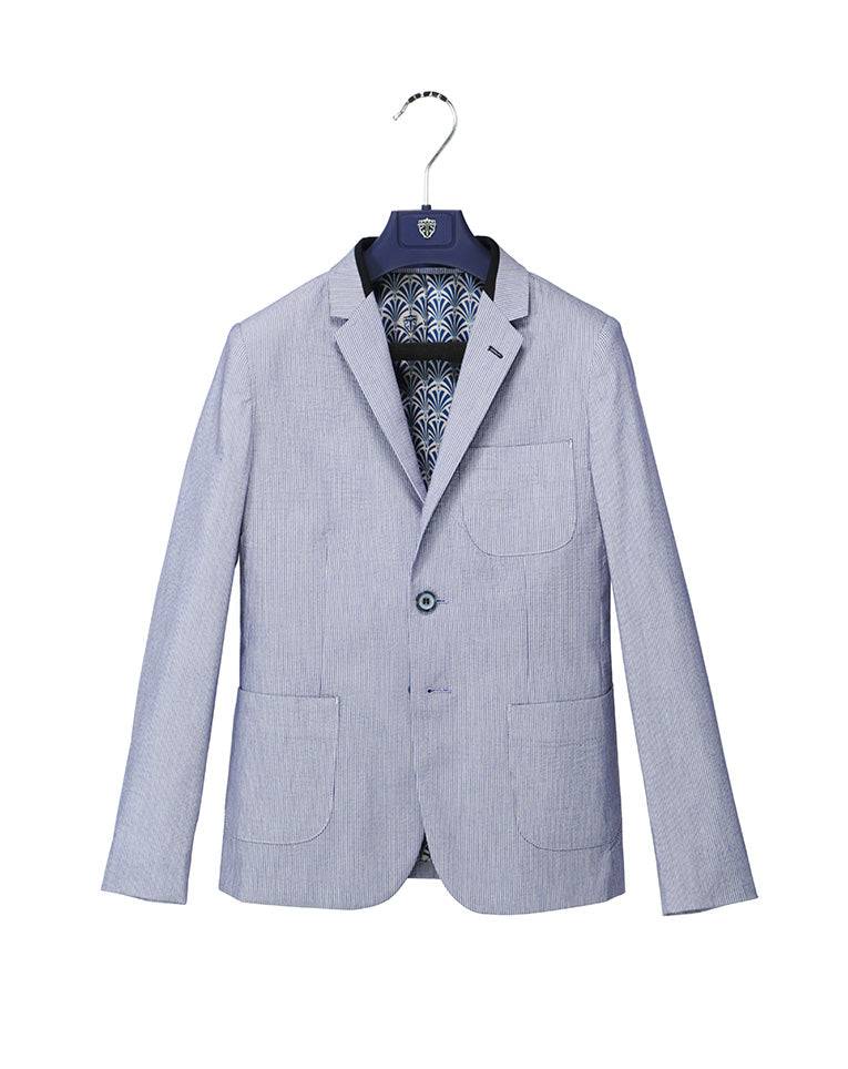 Veste casual à rayures bleues et blanches 