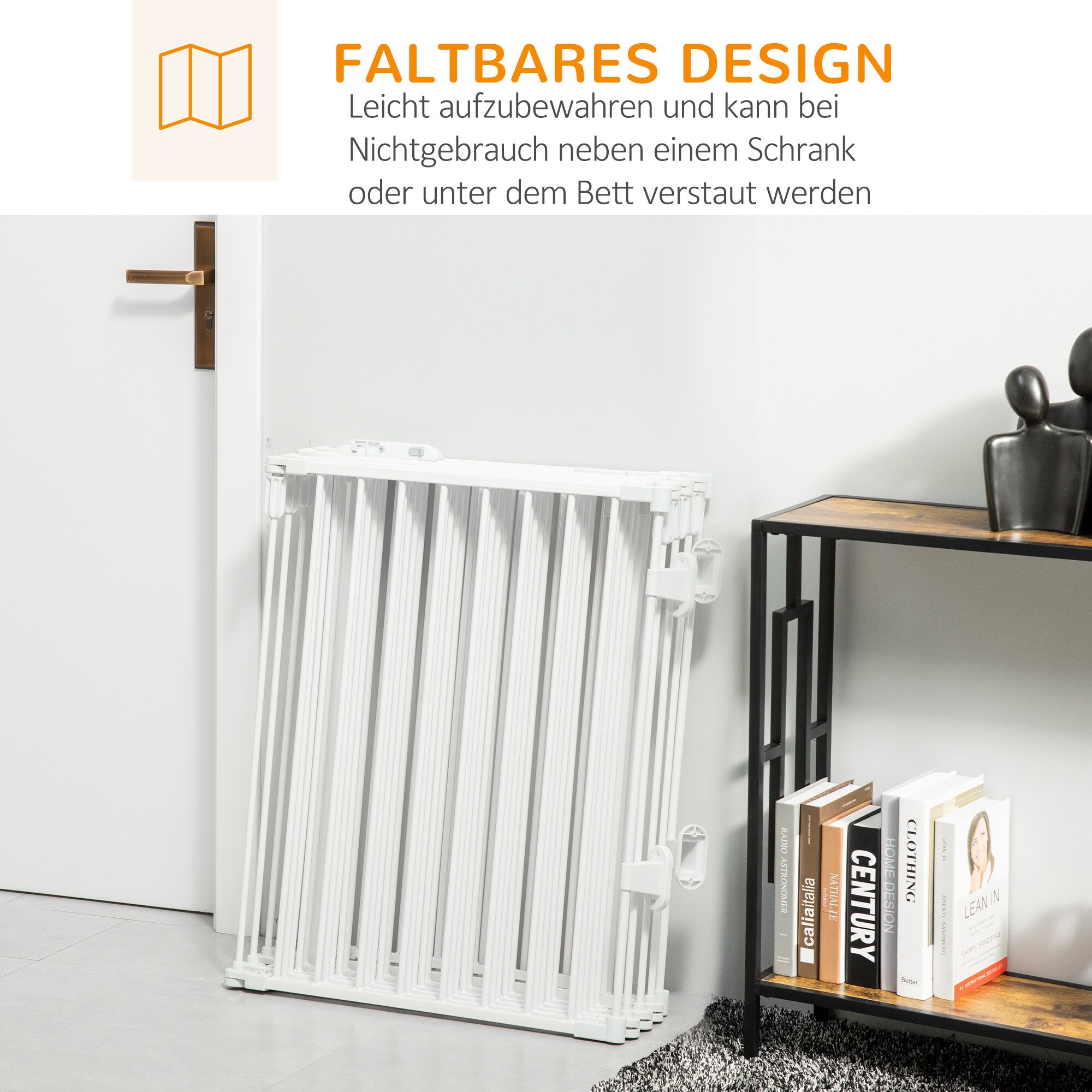 PawHut Hunde Absperrgitter bestehend aus 8 Panelen weiß 482,5L x 2T x 76H cm