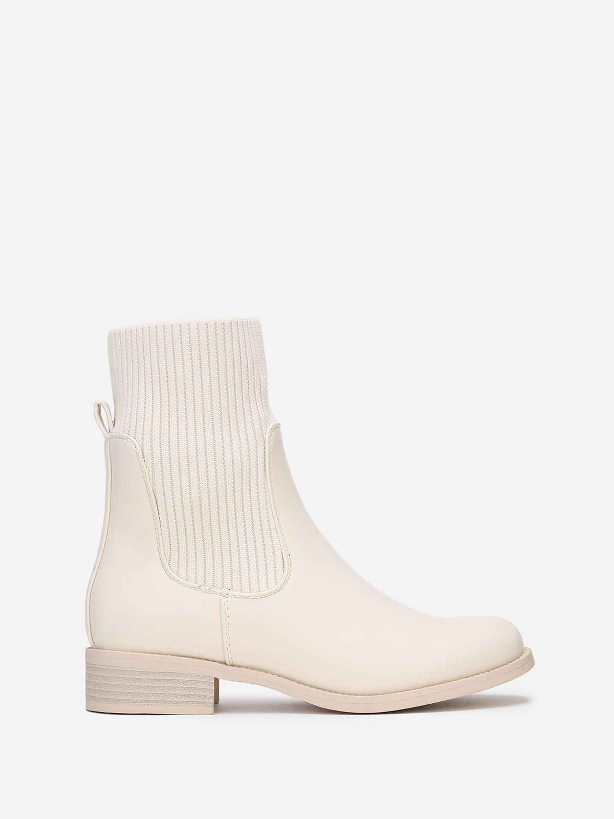 Bottines chelsea style chaussettes- Beige