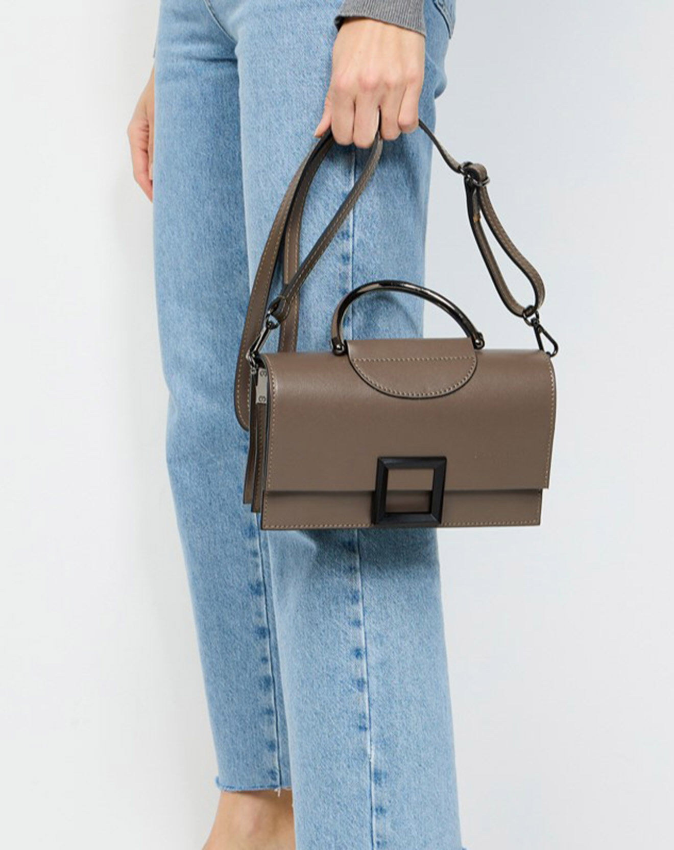 Christian Laurier Sac à main en Cuir Milo taupe  - 22x15x8 cm