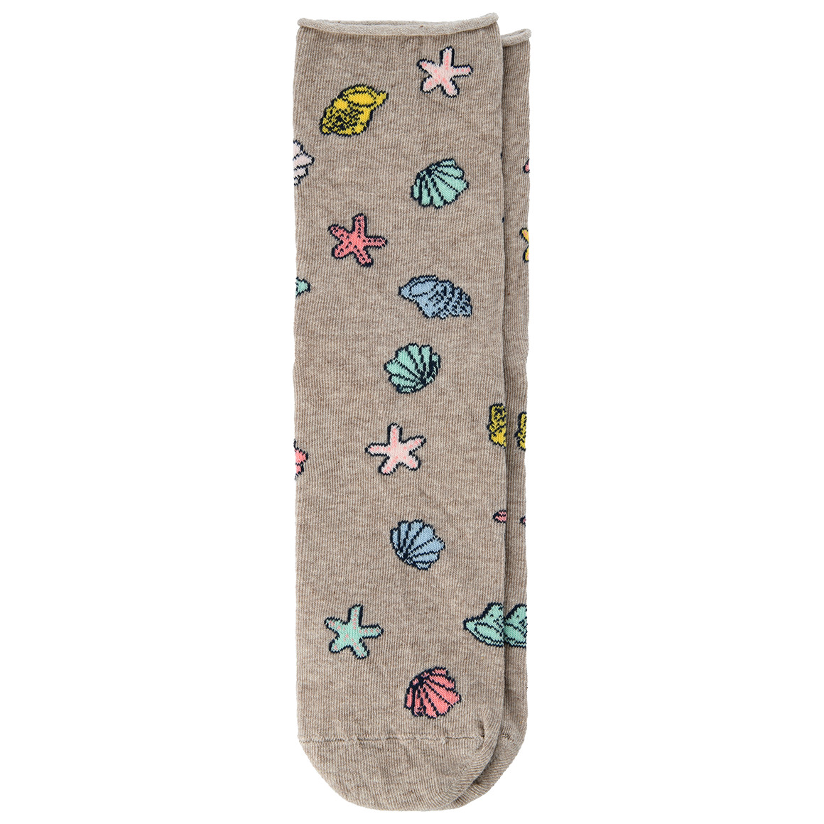Gina Benotti 1 Paar Damen Socken mit Muschel-Motiven braun