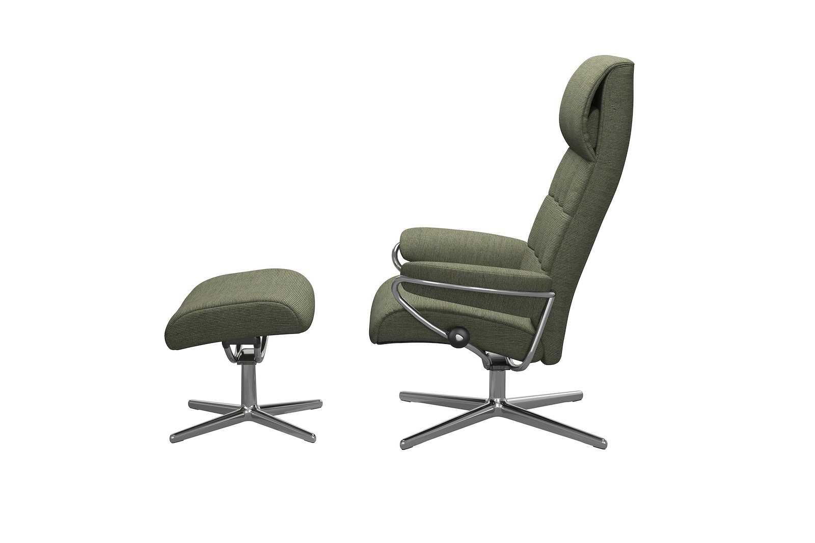 London lenestol m/krakk Tekstil Jasmine Dark Green - Cross - Chrome