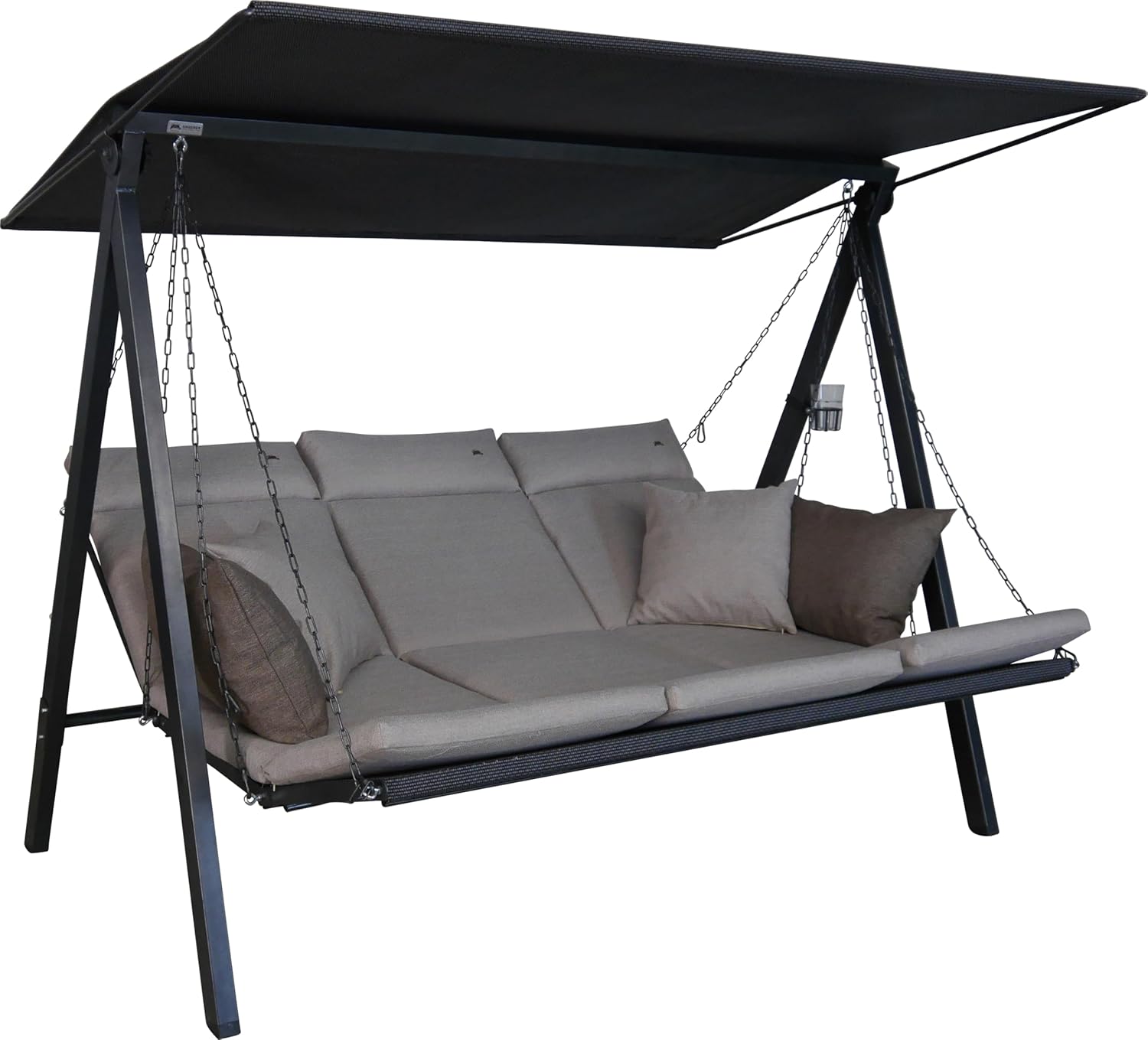 Angerer Hollywoodschaukel Lounge Smart – Schaukel zum Sitzen, Liegen & Entspannen, inkl. Bett-Funktion, einfache Montage, Made in Germany, hochwertiger Stoff, Beige