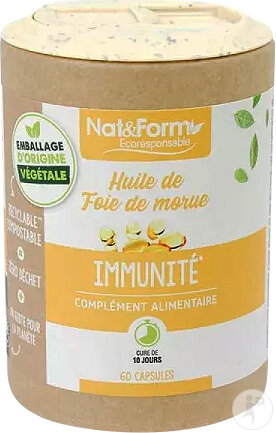 Nat&Form Huile De Foie De Morue 60 Capsules Écoresponsable