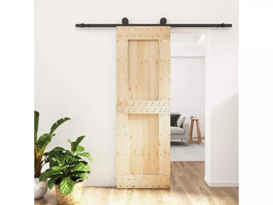 Porte coulissante et kit de quincaillerie 70x210 cm pin massif