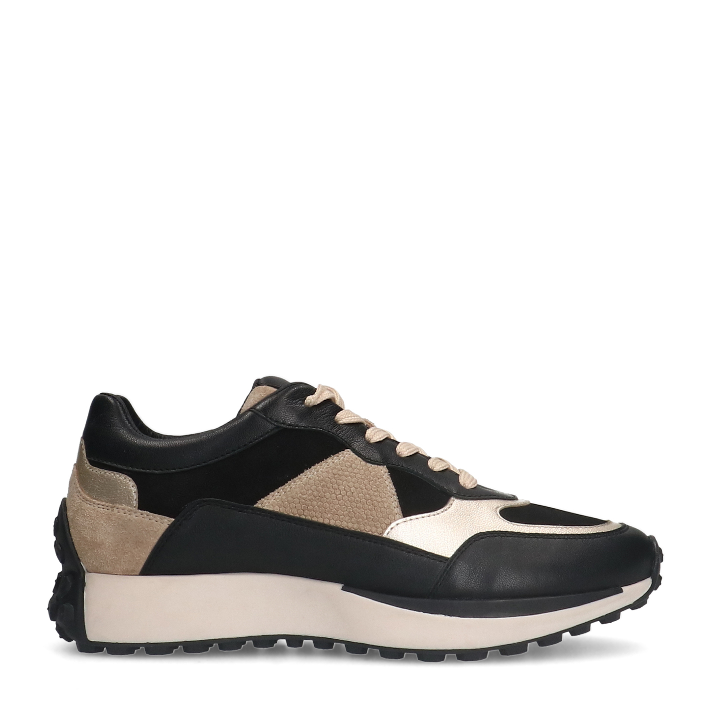 Zwarte leren sneakers met details