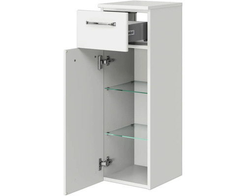 Pelipal Kumba badkamermeubelset (B x H x D): 137 x 200 x 50 cm, witte glanzende fronten, 5-delige set inclusief witte mineraalstenen wastafel, badmeubel en wandkast (99.1070126094)