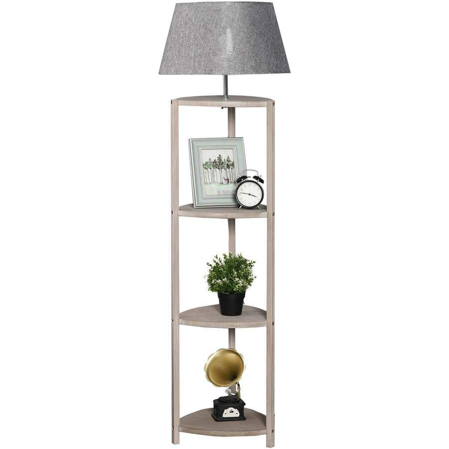 HOMCOM Stehlampe inkl. Regal grau