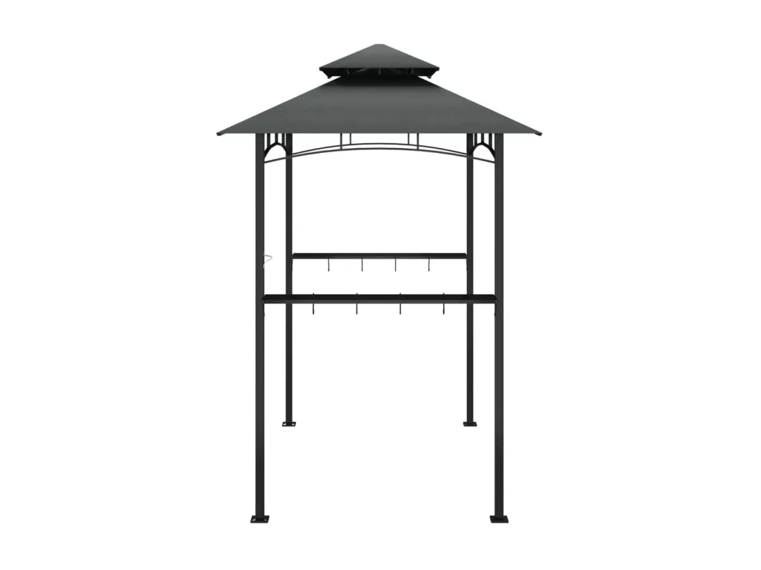 Gazebo BBQ et étagères latérales anthracite 240x150x243cm acier