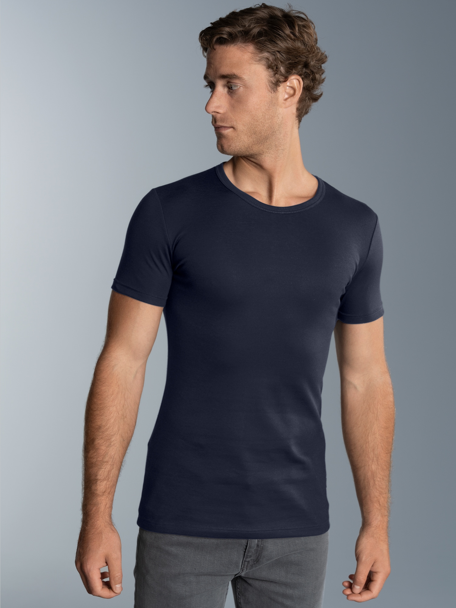 T-Shirt aus Baumwolle/Elastan Navy