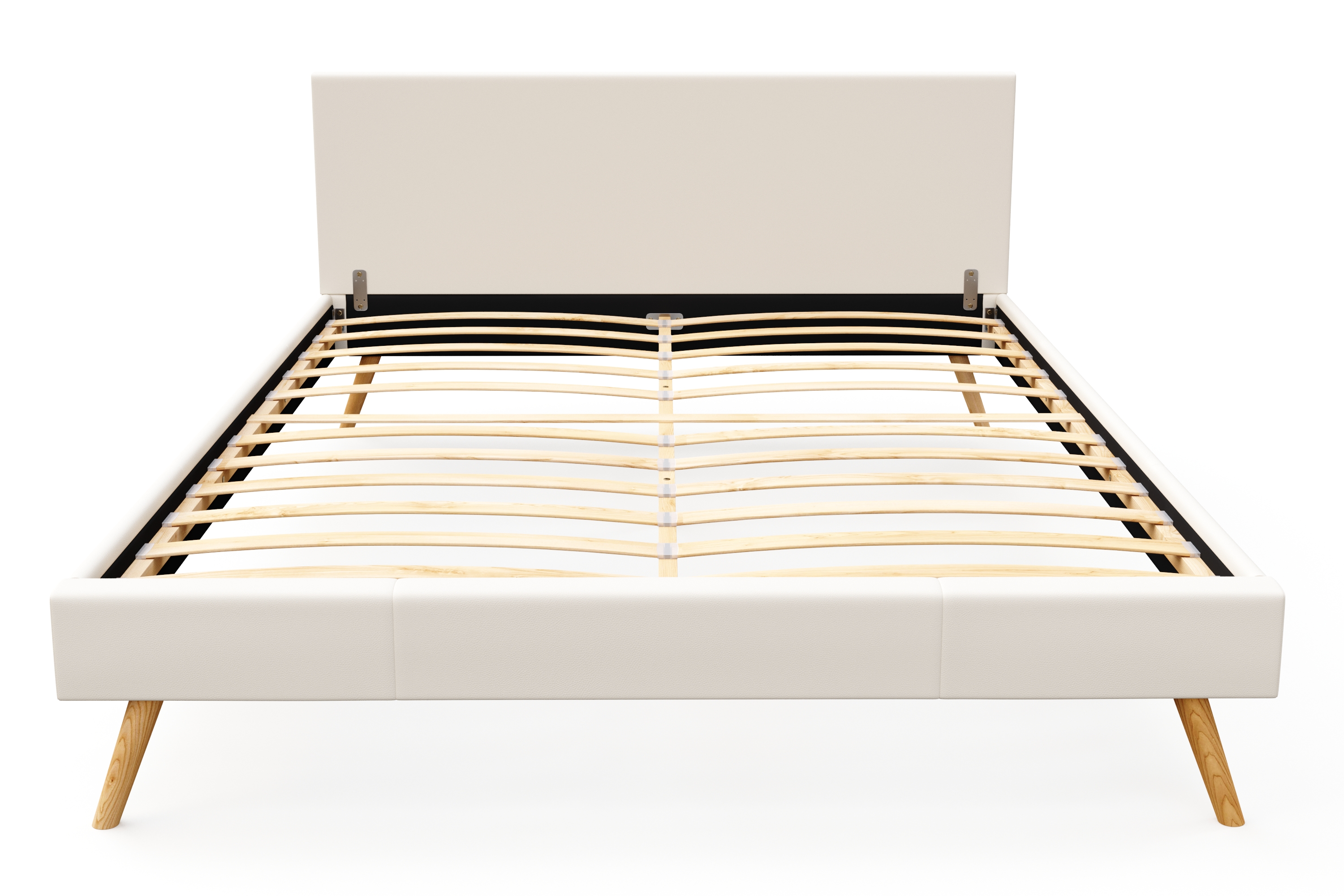 Lederbett ELVAR 160 x 200 cm weiss