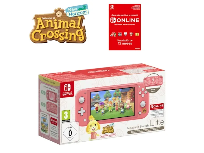Nintendo Switch Lite - Timmy & Tommy Aloha Edition - håndholdt spillekontrolenhed - Koral - Animal Crossing: New Horizons