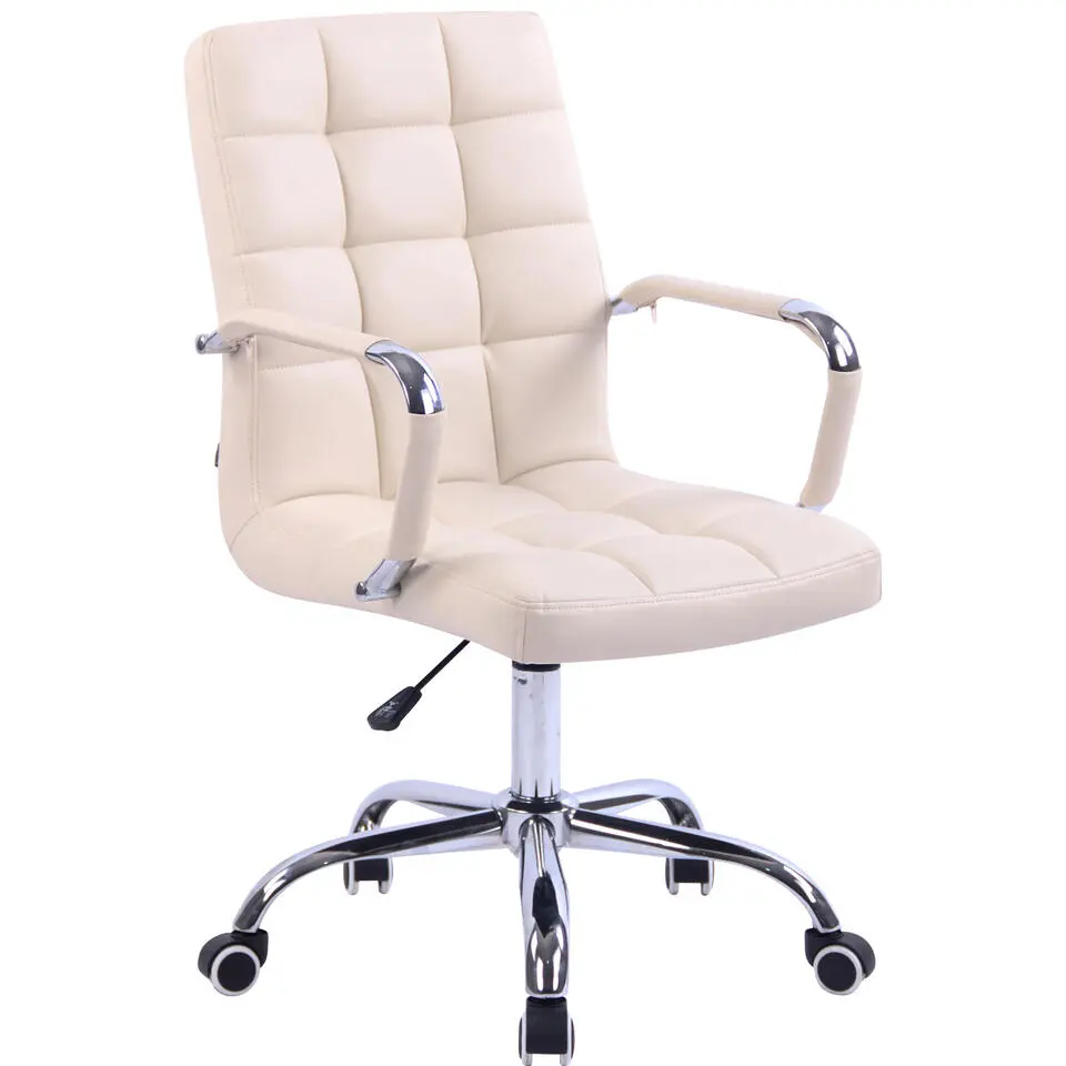 CLP Bureaustoel Deli chroom Frame - Kunstleer - creme