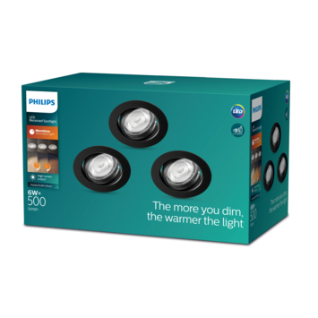 Philips inbouwspot Impala zwart 3pack
