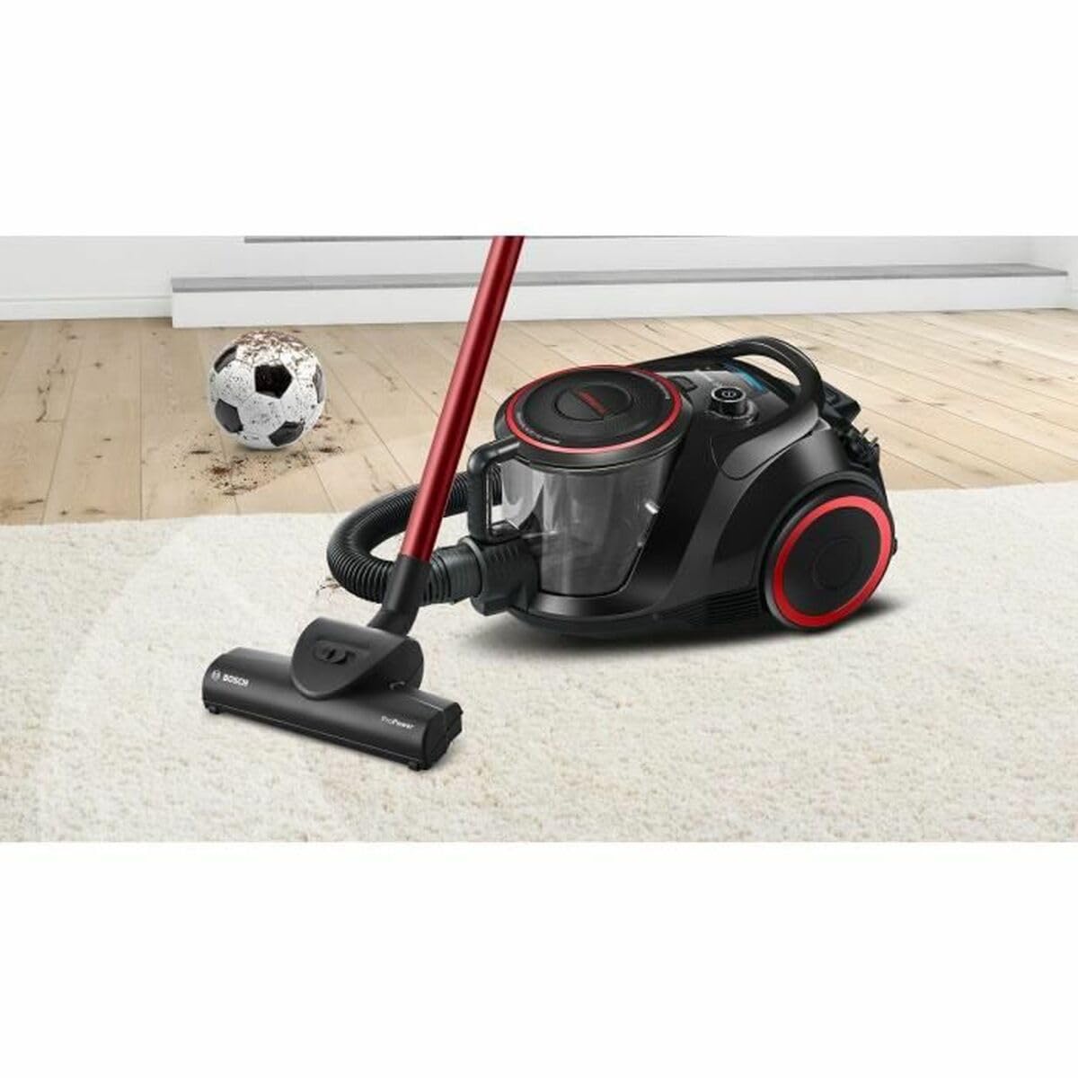 Bosch Electroménager Série 6, BGS41POW1, aspirateur traîneau sans Sac, capacité de 2,4L, variateur de Puissance à la poignée, Rayon d'action de 10 m,