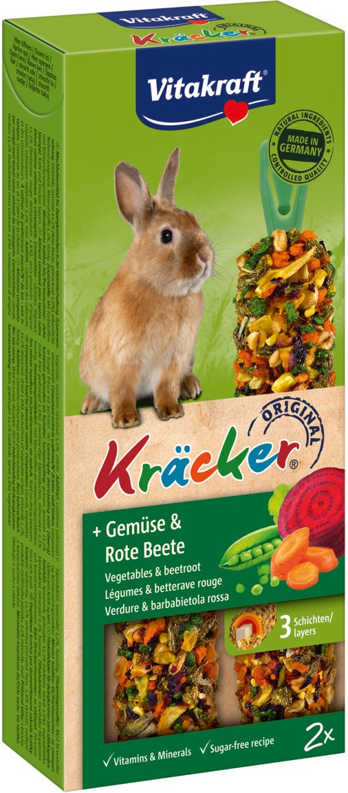 Vitakraft konijnensnack Kräcker groente en bieten 2 stuks