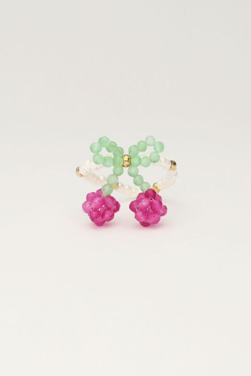Art elastieken ring met cherry