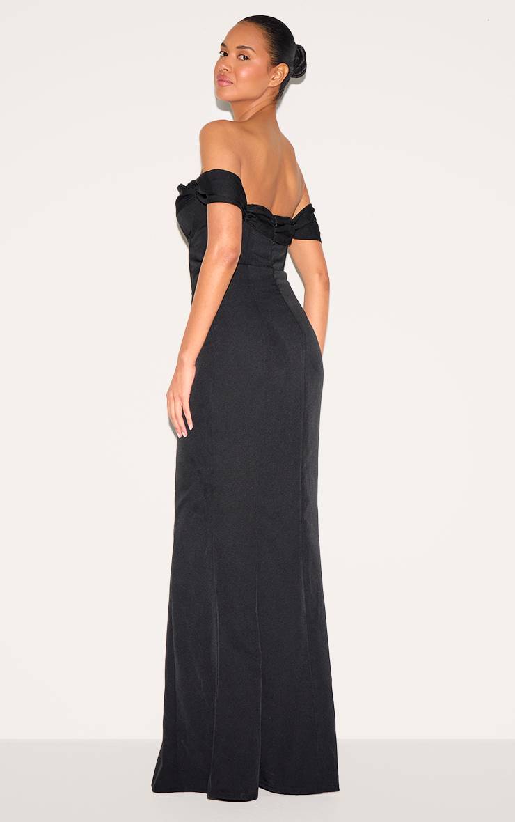 Noir Robe De Demoiselle D'honneur Bardot À Détail Corset