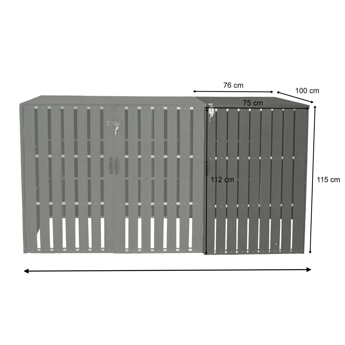 XL 1er-/2er-WPC-Mülltonnenverkleidung Erweiterung MCW-J28, Mülltonnenbox, Metall Holzoptik ~ anthrazit